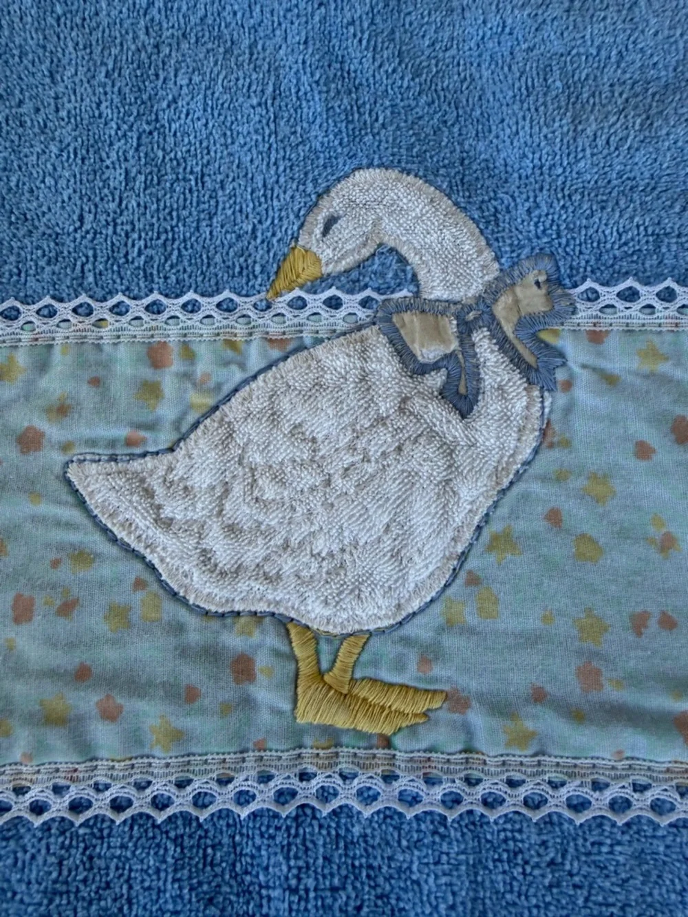 VTG Country Goose 3-Piece Bath Towel Set Blue Farmhouse Cottage RA Briggs FLAW - Picture 6 of 16